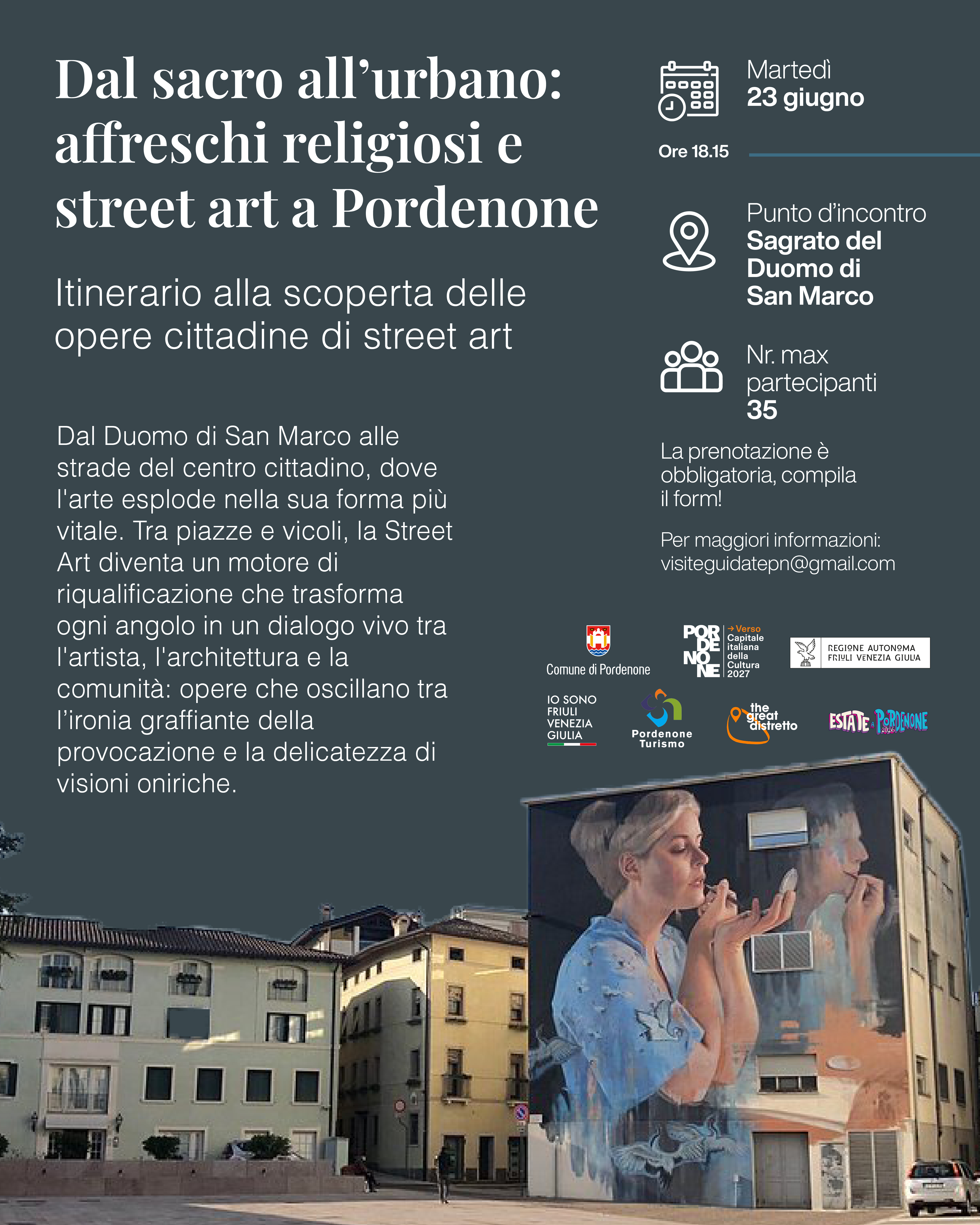 Dal sacro all'urbano: affreschi religiosi e street art a Pordenone itinerario alla scoperta delle opere cittadine di street art