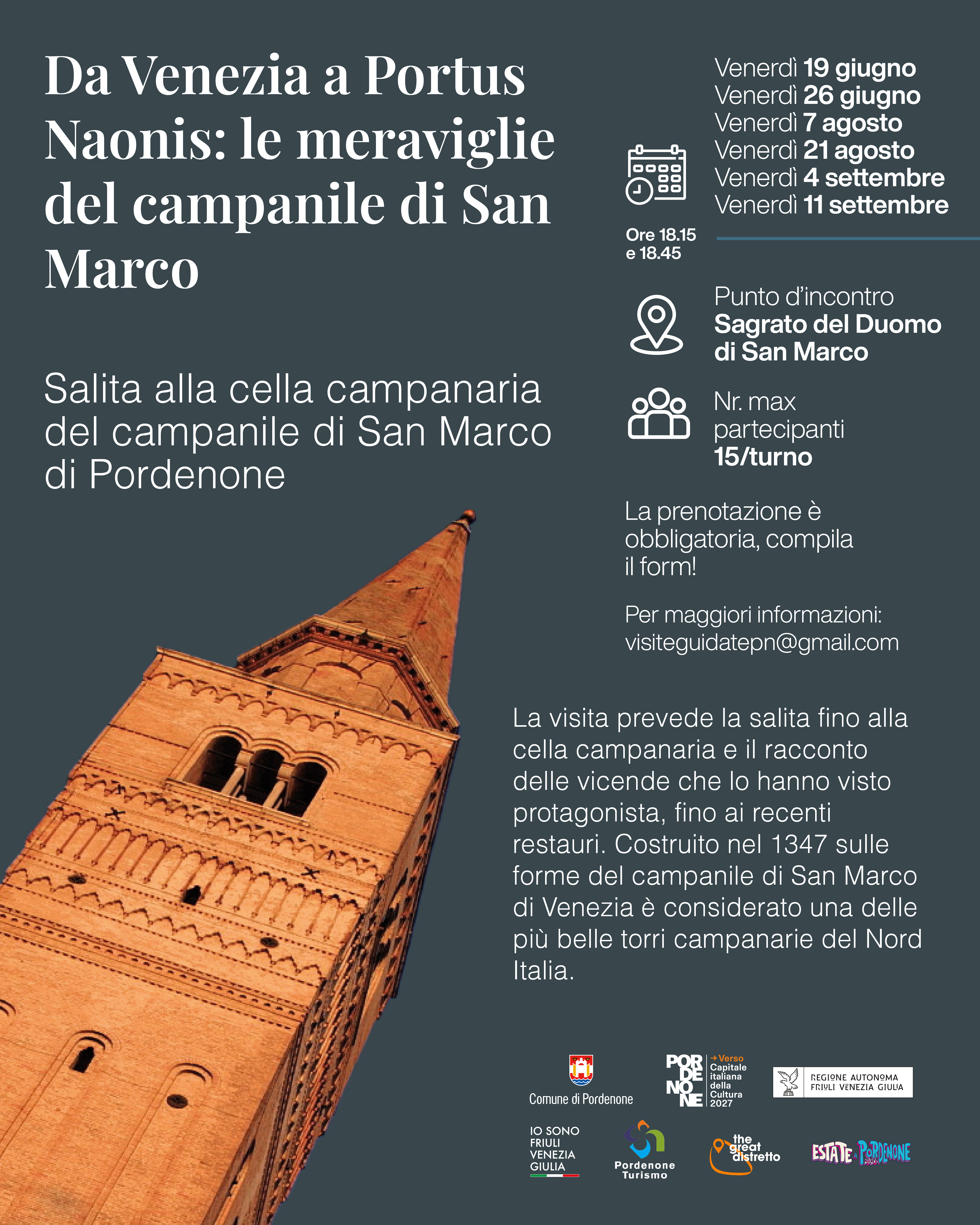 Da Venezia a Portus Naonis: le meraviglie del campanile di San Marco - ore 18.15
